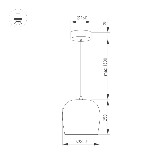 Светильник SP-PEONY-HANG-R250-15W Day4000 (BK, 65 deg, 230V), Arlight, 039549, изображение 3 Светильник SP-PEONY-HANG-R250-15W Day4000 (BK, 65 deg, 230V), Arlight, 039549, изображение 3