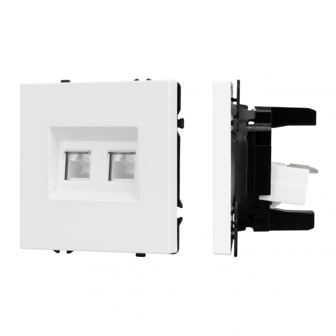 Механизм сдвоенной компьютерной розетки SCT-NOBE-MPC2-SFPL-WH (RJ-45, CAT6), Arlight, 054312, изображение 1 Механизм сдвоенной компьютерной розетки SCT-NOBE-MPC2-SFPL-WH (RJ-45, CAT6), Arlight, 054312, изображение 1