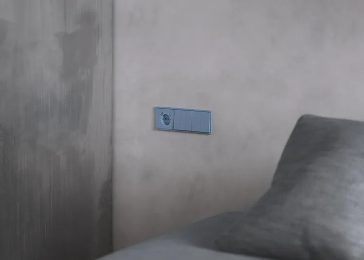 Накладка для розетки с заземлением и защитными шторками, с USB A+C, S70 (деним), Voltum, VLS001015