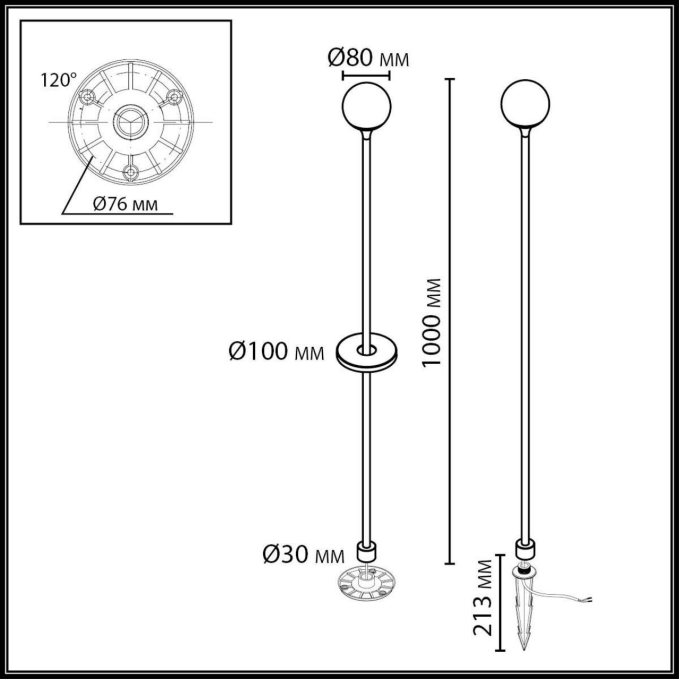 Светильник IP65 LED 3W 195Лм 3000K 200° 12-24V DEW (нужен драйвер 357781/357782) NATURE ODL25 655 ODEON LIGHT 7120/3GLB, схема товара