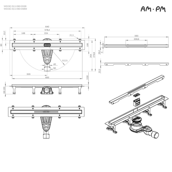 Трап AM.PM MasterFlow W01SC-S11-060-05SB