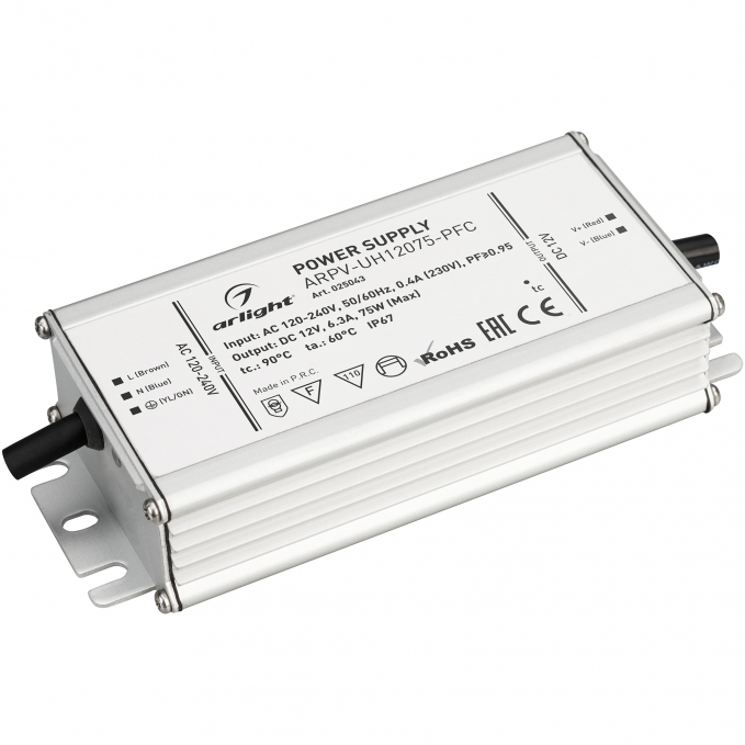 Блок питания ARPV-UH12075-PFC (12V, 6.3A, 75W), Arlight, 025043, изображение 1 Блок питания ARPV-UH12075-PFC (12V, 6.3A, 75W), Arlight, 025043, изображение 1