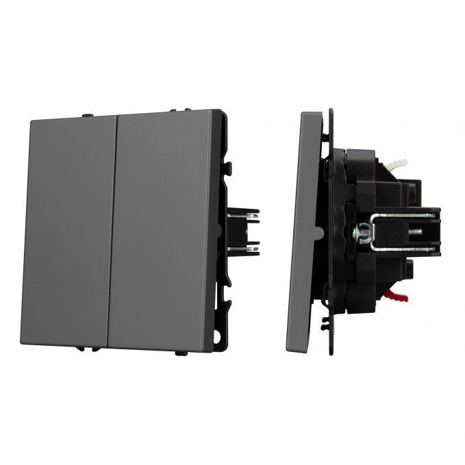 Механизм выключателя двухклавишный непроходной SWT-NOBE-MK02-SFPL-GR (230V, 10A), Arlight, 054254, изображение 1