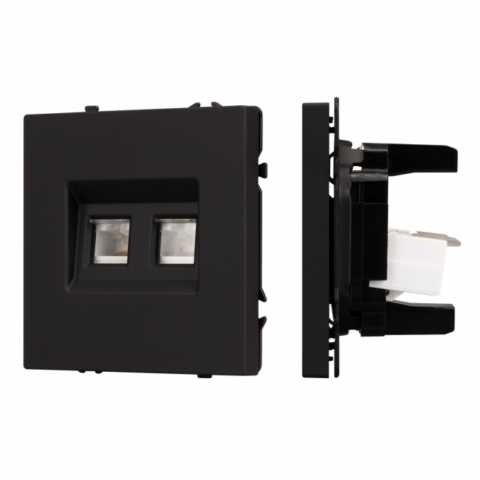 Механизм сдвоенной компьютерной розетки SCT-NOBE-MPC2-SFPL-BK (RJ-45, CAT6), Arlight, 054313, изображение 1