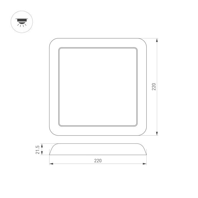Светильник CL-FIOKK-S220x220-18W Day4000-MIX (WH, 120 deg, 230V), Arlight, 034471 Светильник CL-FIOKK-S220x220-18W Day4000-MIX (WH, 120 deg, 230V), Arlight, 034471