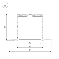 Профиль ARH-POWER-F-W35-2000 ANOD, Arlight, 016139
