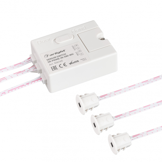 ИК-датчик SR-PRIME-IN-S80-WH (12-24V, 96-192W, DOOR/HAND), Arlight, 036165, изображение 1 ИК-датчик SR-PRIME-IN-S80-WH (12-24V, 96-192W, DOOR/HAND), Arlight, 036165, изображение 1