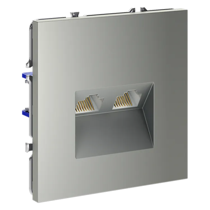 Розетка компьютерная встраиваемая VOLTUM S70 двойная RJ45+RJ45 кат.6, (сталь), Voltum, VLS060205