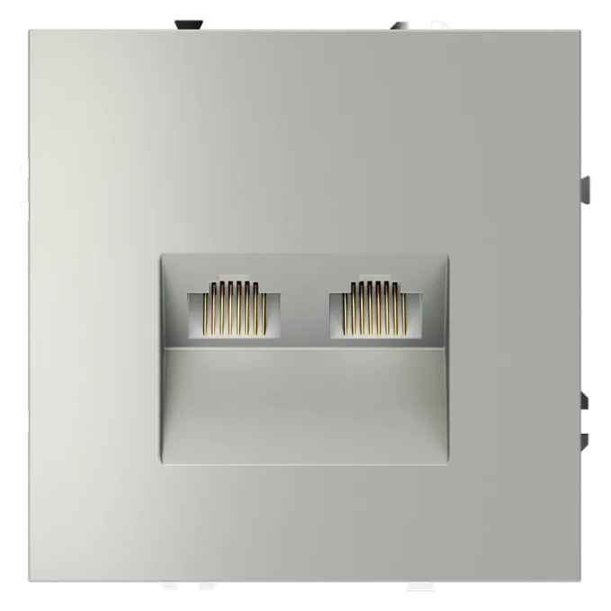 Розетка компьютерная встраиваемая VOLTUM S70 двойная RJ45+RJ45 кат.6, (сталь), Voltum, VLS060205