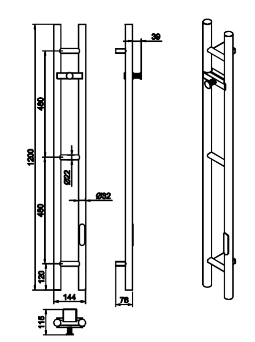 Полотенцесушитель электрический Boheme 729-MG золото-матовый Полотенцесушитель электрический Boheme 729-MG золото-матовый
