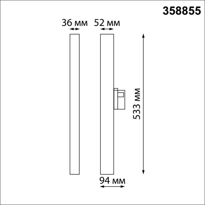 Светильник трехфазный трековый светодиодный IP20 LED 4000K 30W 220V ITER PORT NT22 308 NOVOTECH 358855, схема товара Светильник трехфазный трековый светодиодный IP20 LED 4000K 30W 220V ITER PORT NT22 308 NOVOTECH 358855, схема товара