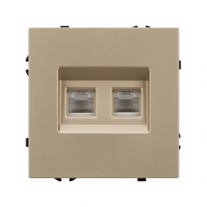 Механизм сдвоенной компьютерной розетки SCT-NOBE-MPC2-SFPL-GD (RJ-45, CAT6), Arlight, 054314, изображение 2 Механизм сдвоенной компьютерной розетки SCT-NOBE-MPC2-SFPL-GD (RJ-45, CAT6), Arlight, 054314, изображение 2
