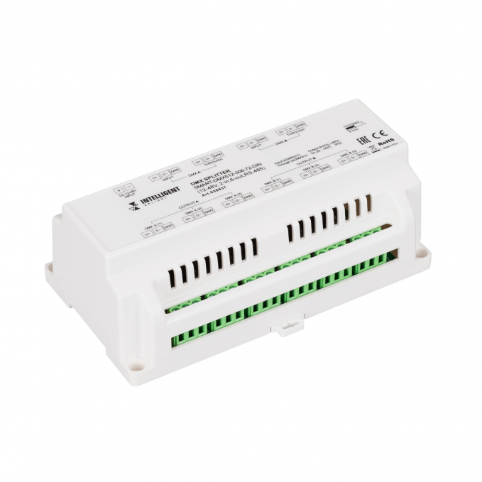 INTELLIGENT ARLIGHT Сплиттер SMART-DMX512-306-72-DIN (12-48V, 2-in, 6-out, RS-485), Arlight, 038937, изображение 1 INTELLIGENT ARLIGHT Сплиттер SMART-DMX512-306-72-DIN (12-48V, 2-in, 6-out, RS-485), Arlight, 038937, изображение 1