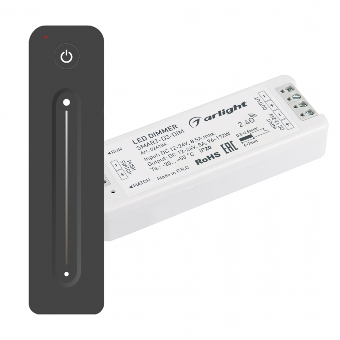 Диммер SMART-DIM-SET-LINE (12-24V, 1x8A, ПДУ 2.4G), Arlight, 034794, изображение 1 Диммер SMART-DIM-SET-LINE (12-24V, 1x8A, ПДУ 2.4G), Arlight, 034794, изображение 1