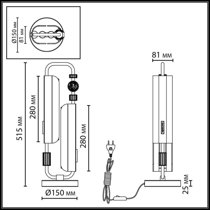 Настольная лампа LED 10W (5W*2) 2700K LION MODERN Настольная 049 ODEON LIGHT 5467/10TL, схема товара Настольная лампа LED 10W (5W*2) 2700K LION MODERN Настольная 049 ODEON LIGHT 5467/10TL, схема товара