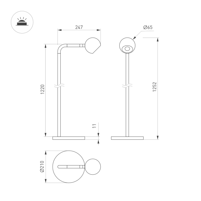 Светильник SP-OTTORI-FLOOR-6W Warm3000 (BR, 30 deg, 230V), Arlight, 058485, изображение 4 Светильник SP-OTTORI-FLOOR-6W Warm3000 (BR, 30 deg, 230V), Arlight, 058485, изображение 4