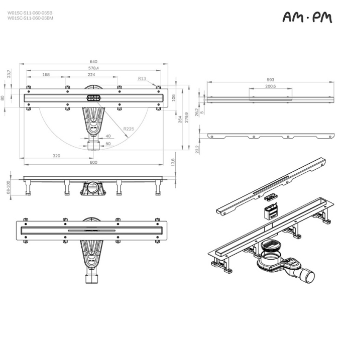 Трап AM.PM MasterFlow W01SC-S11-060-05BM Трап AM.PM MasterFlow W01SC-S11-060-05BM