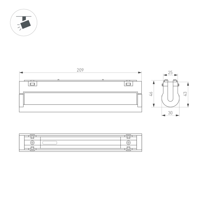 Светильник MAG-VIBE-LASER-TURN-L209-12W Day4000 (BK, 24 deg, 48V), Arlight, 044426, изображение 2