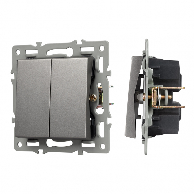 Механизм выключателя двухклавишный непроходной SWT-MK02-PL-GR (250V, 16A), Arlight, 043726, изображение 1 Механизм выключателя двухклавишный непроходной SWT-MK02-PL-GR (250V, 16A), Arlight, 043726, изображение 1