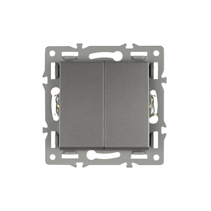 Механизм выключателя двухклавишный непроходной SWT-MK02-PL-GR (250V, 16A), Arlight, 043726, изображение 2 Механизм выключателя двухклавишный непроходной SWT-MK02-PL-GR (250V, 16A), Arlight, 043726, изображение 2
