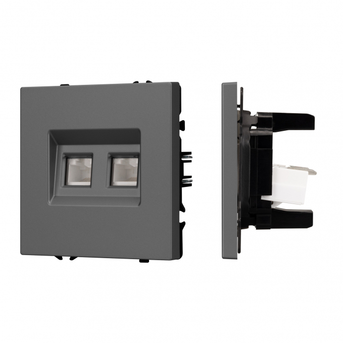 Механизм сдвоенной компьютерной розетки SCT-NOBE-MPC2-SFPL-GR (RJ-45, CAT6), Arlight, 054315, изображение 1 Механизм сдвоенной компьютерной розетки SCT-NOBE-MPC2-SFPL-GR (RJ-45, CAT6), Arlight, 054315, изображение 1