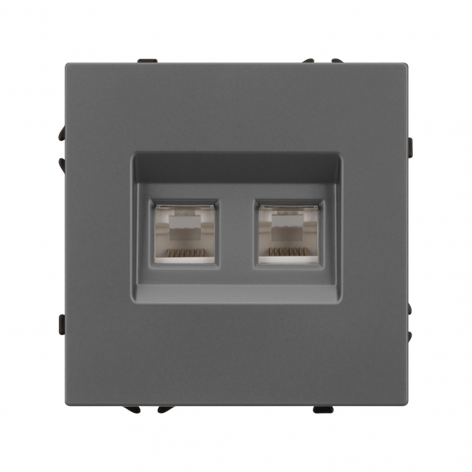 Механизм сдвоенной компьютерной розетки SCT-NOBE-MPC2-SFPL-GR (RJ-45, CAT6), Arlight, 054315, изображение 2 Механизм сдвоенной компьютерной розетки SCT-NOBE-MPC2-SFPL-GR (RJ-45, CAT6), Arlight, 054315, изображение 2