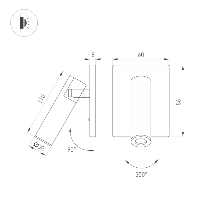 Светильник SP-READER-S60x86-3W Warm3000 (BK, 20 deg, 230V), Arlight, 052937 Светильник SP-READER-S60x86-3W Warm3000 (BK, 20 deg, 230V), Arlight, 052937