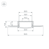 Профиль FANTOM-W20-H10-2000 ANOD, Arlight, 047360