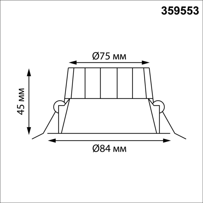 Светильник встраиваемый с переключателем цв. температуры IP44 LED 10W 220-240V 3000К/4000К/6000К CLARA WIR NT25 500 NOVOTECH 359553, схема товара Светильник встраиваемый с переключателем цв. температуры IP44 LED 10W 220-240V 3000К/4000К/6000К CLARA WIR NT25 500 NOVOTECH 359553, схема товара