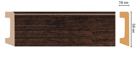 Плинтус напольный Decomaster D234-966 ДМ(58x16x2400 мм