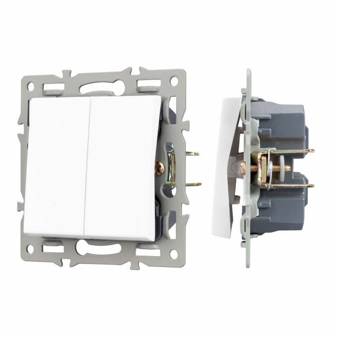 Механизм выключателя двухклавишный проходной SWT-MKP2-PL-WH (250V, 16A), Arlight, 043727, изображение 1 Механизм выключателя двухклавишный проходной SWT-MKP2-PL-WH (250V, 16A), Arlight, 043727, изображение 1