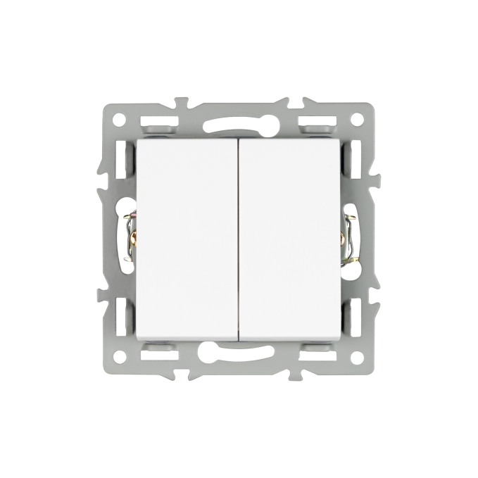 Механизм выключателя двухклавишный проходной SWT-MKP2-PL-WH (250V, 16A), Arlight, 043727, изображение 2 Механизм выключателя двухклавишный проходной SWT-MKP2-PL-WH (250V, 16A), Arlight, 043727, изображение 2