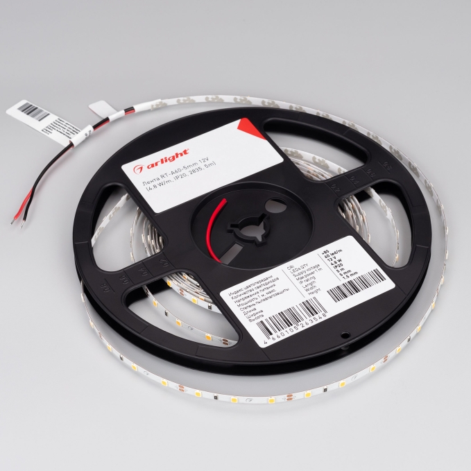 Светодиодная лента RT-A60-5mm 12V Warm2700 (4.8 W/m, IP20, 2835, 5m), Arlight, 028615(2), изображение 3 Светодиодная лента RT-A60-5mm 12V Warm2700 (4.8 W/m, IP20, 2835, 5m), Arlight, 028615(2), изображение 3
