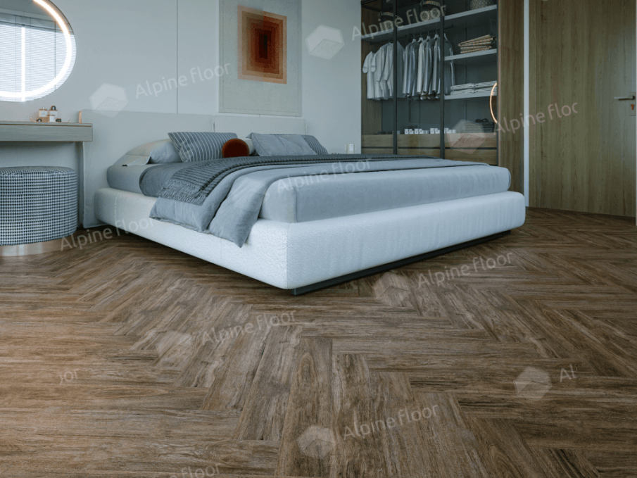 Ламинат Alpine Floor Herringbone 8 Pro Дуб Бордо, LF102-10 Ламинат Alpine Floor Herringbone 8 Pro Дуб Бордо, LF102-10