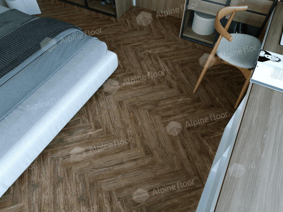 Ламинат Alpine Floor Herringbone 8 Pro Дуб Бордо, LF102-10 Ламинат Alpine Floor Herringbone 8 Pro Дуб Бордо, LF102-10