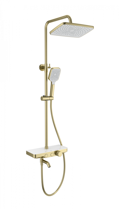 Душевая стойка со смесителем Wonzon & Woghand WW-B3099-A-BG золото брашированная с термостатом Душевая стойка со смесителем Wonzon & Woghand WW-B3099-A-BG золото брашированная с термостатом