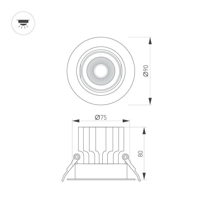 Светильник MS-VORTEX-BUILT-R90-12W Day4000 (BK-BK, 40 deg, 230V), Arlight, 057951, изображение 6 Светильник MS-VORTEX-BUILT-R90-12W Day4000 (BK-BK, 40 deg, 230V), Arlight, 057951, изображение 6