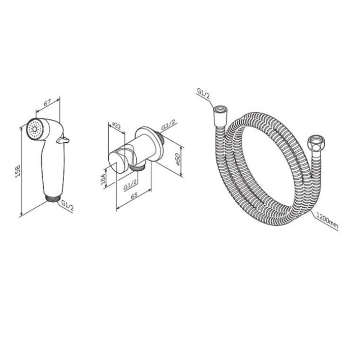 Лейка гигиенического душа AM.PM F0202100 хром, шланг 1200, держатель Лейка гигиенического душа AM.PM F0202100 хром, шланг 1200, держатель