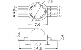 Мощный светодиод ARPL-4W-EPA-RGBW (350mA), Arlight, 020332, изображение 3 Мощный светодиод ARPL-4W-EPA-RGBW (350mA), Arlight, 020332, изображение 3