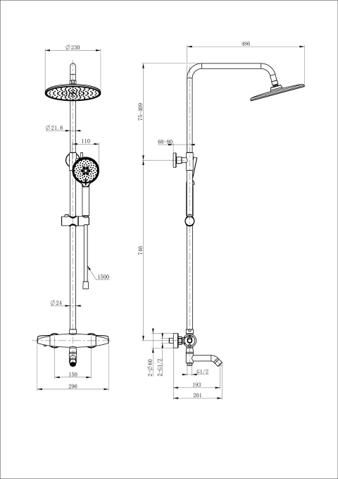 Душевая стойка со смесителем Wonzon & Woghand Capsule WW-B3031-A3-MB черная матовая с термостатом Душевая стойка со смесителем Wonzon & Woghand Capsule WW-B3031-A3-MB черная матовая с термостатом