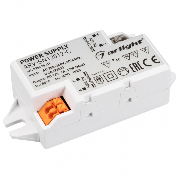 Блок питания ARV-SN12012-C (12V, 1A, 12W), Arlight, 020426(1), изображение 1 Блок питания ARV-SN12012-C (12V, 1A, 12W), Arlight, 020426(1), изображение 1