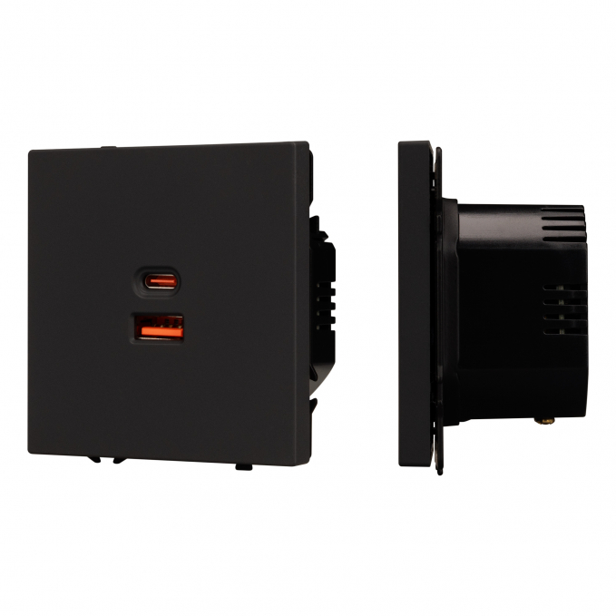 Механизм розетки с быстрой USB зарядкой SCT-NOBE-MUAC-SFPL-FC-BK (65W, QC3), Arlight, 054317, изображение 1 Механизм розетки с быстрой USB зарядкой SCT-NOBE-MUAC-SFPL-FC-BK (65W, QC3), Arlight, 054317, изображение 1