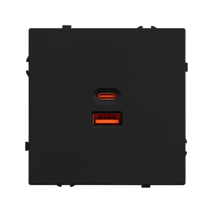 Механизм розетки с быстрой USB зарядкой SCT-NOBE-MUAC-SFPL-FC-BK (65W, QC3), Arlight, 054317, изображение 3 Механизм розетки с быстрой USB зарядкой SCT-NOBE-MUAC-SFPL-FC-BK (65W, QC3), Arlight, 054317, изображение 3