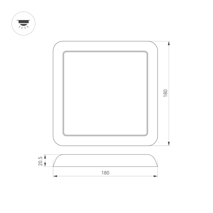 Светильник CL-FIOKK-S180x180-12W Day4000-MIX (WH, 120 deg, 230V), Arlight, 034470 Светильник CL-FIOKK-S180x180-12W Day4000-MIX (WH, 120 deg, 230V), Arlight, 034470