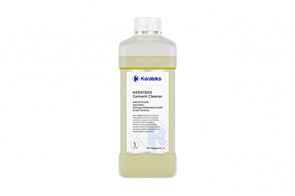 Очиститель от остатков цемента и известкового налета Kerateks Cement Cleaner, 1 л Очиститель от остатков цемента и известкового налета Kerateks Cement Cleaner, 1 л