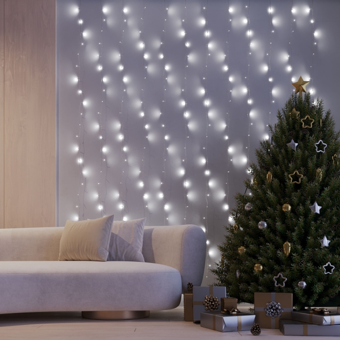 Светодиодная гирлянда ARD-CURTAIN-HOME-2000x2500-CLEAR-300LED White (230V, 12W), Arlight, 024834, изображение 6 Светодиодная гирлянда ARD-CURTAIN-HOME-2000x2500-CLEAR-300LED White (230V, 12W), Arlight, 024834, изображение 6