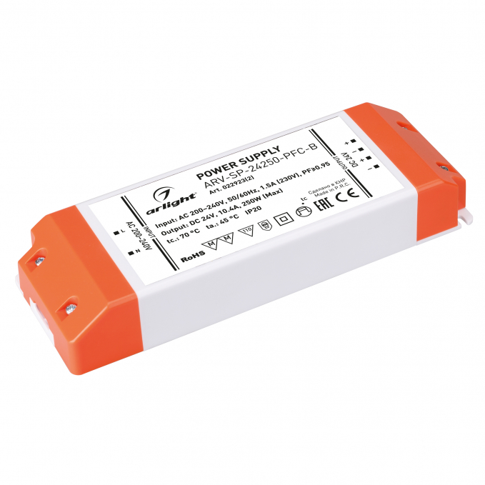 Блок питания ARV-SP-24250-PFC-B (24V, 10.4A, 250W), Arlight, 022923(2), изображение 1 Блок питания ARV-SP-24250-PFC-B (24V, 10.4A, 250W), Arlight, 022923(2), изображение 1