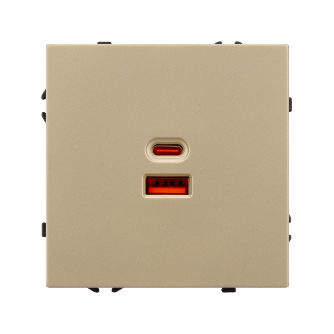 Механизм розетки с быстрой USB зарядкой SCT-NOBE-MUAC-SFPL-FC-GD (65W, QC3), Arlight, 054318, изображение 2 Механизм розетки с быстрой USB зарядкой SCT-NOBE-MUAC-SFPL-FC-GD (65W, QC3), Arlight, 054318, изображение 2