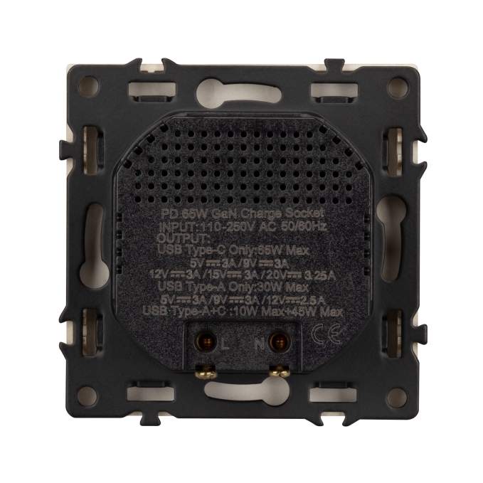 Механизм розетки с быстрой USB зарядкой SCT-NOBE-MUAC-SFPL-FC-GD (65W, QC3), Arlight, 054318, изображение 3 Механизм розетки с быстрой USB зарядкой SCT-NOBE-MUAC-SFPL-FC-GD (65W, QC3), Arlight, 054318, изображение 3