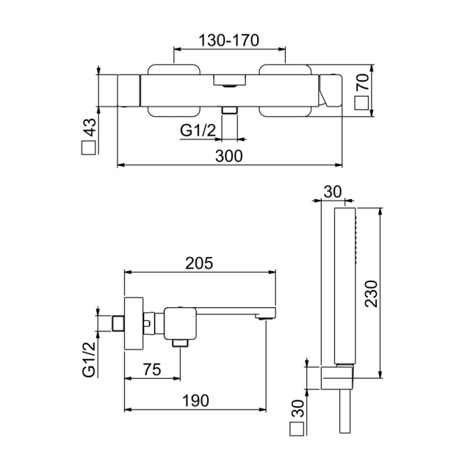 Смеситель для ванны Webert One-X OX850101741 белый со сталью матовый с душевым гарнитуром